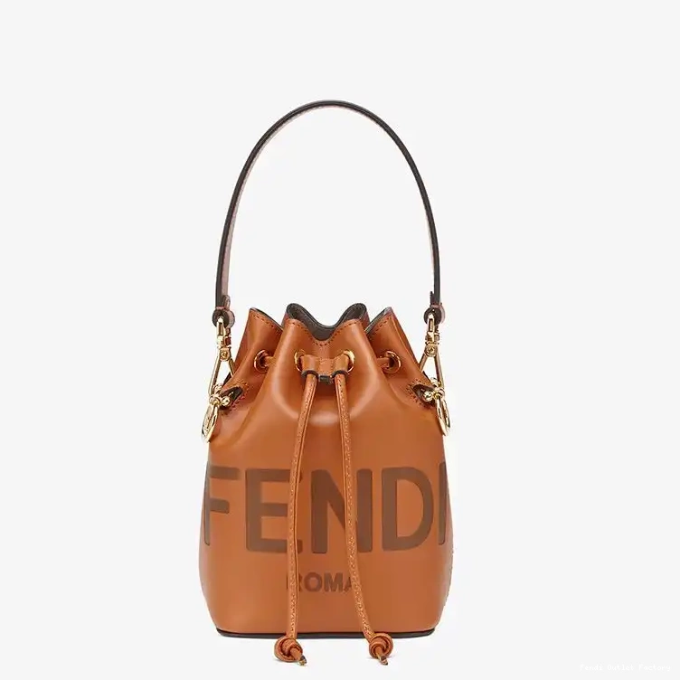 Affordable HOT Tresor Logo Mon In Fendi Bag Mini Leather Brown Bucket Calf ROMA 0524